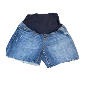 🌸 - Maternity Crossover Panel MIDI Maternity distressed Boyfriend Shorts sz‎ …